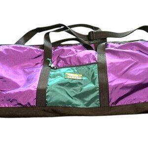L.L. Bean Purple & Green Duffel Bag With Black Strap